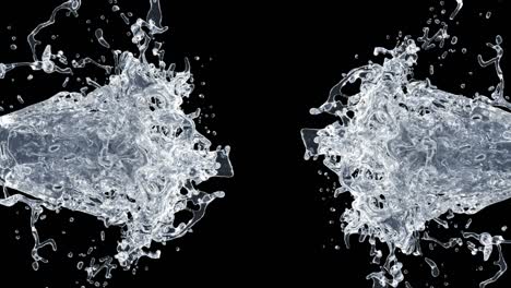 water splash with droplets on black background