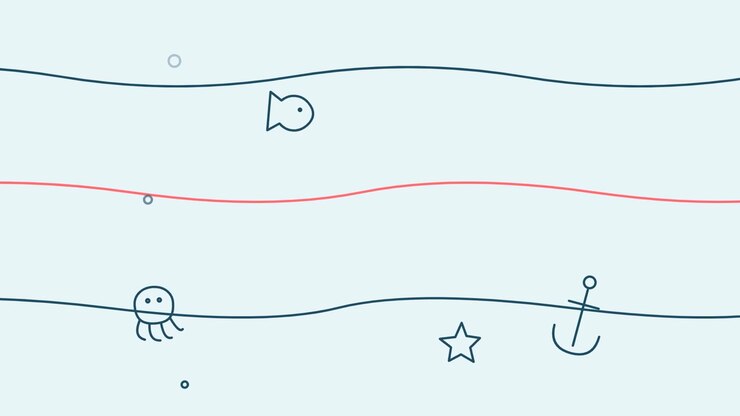 Minimalist Animation of Underwater Sea Life and Anchor