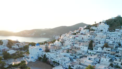 aerial drone ios chora island in greece