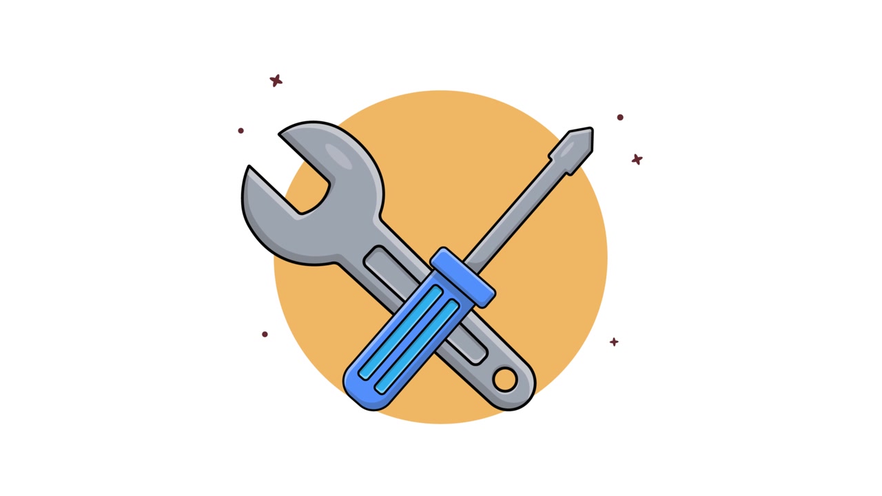 Animated Illustration of Wrench and Screwdriver Tools
