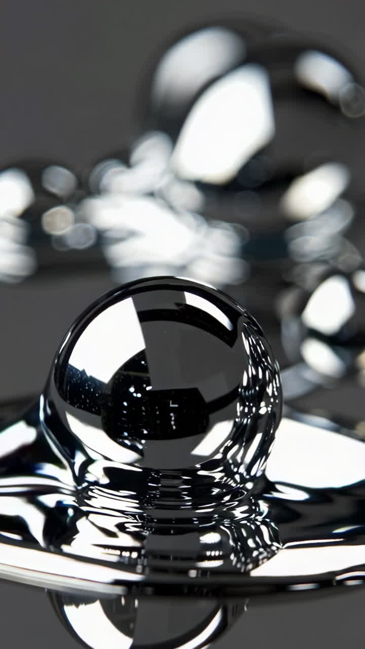 Reflective Black Liquid Drop and Ripples