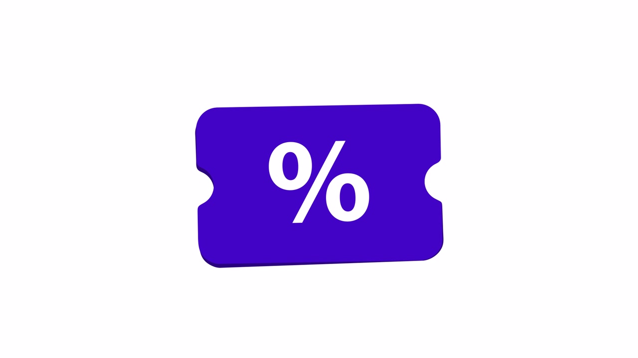 Icona coupon sconto viola animata con simbolo di percentuale