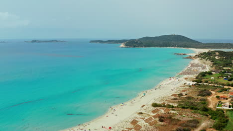 aerial view of villasimius beach in sardina, italy