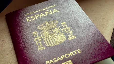 spanish european union passport close-up spinning