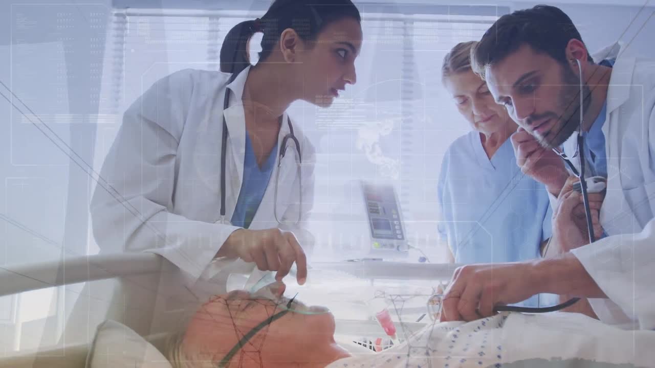 환자를 가진 세 명의 다양한 의사에 대한 데이터 처리의 애니메이션