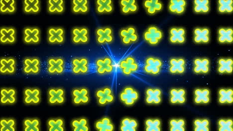 animation of multiple crosses over blue lights