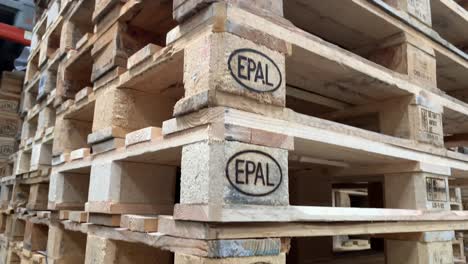 close up wooden europallets in factory warehouse