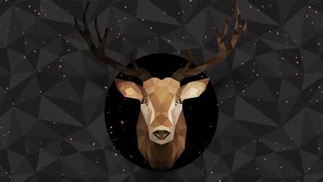 polygonal deer background. animal head. low polygon loop animation. geometric wildlife. polygonal animal portrait.