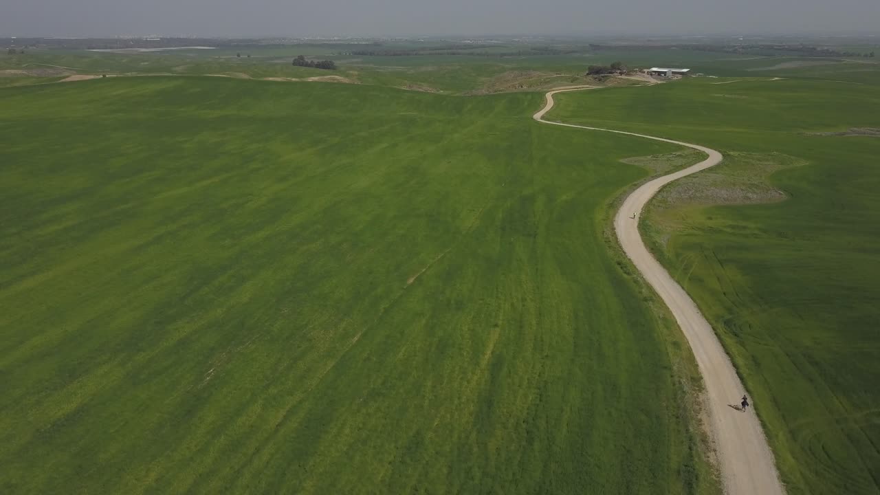 Country Road Cycling Aerial View