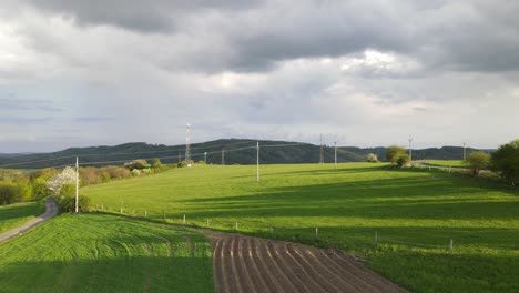 scenic field and meadow in czechia near scenic village