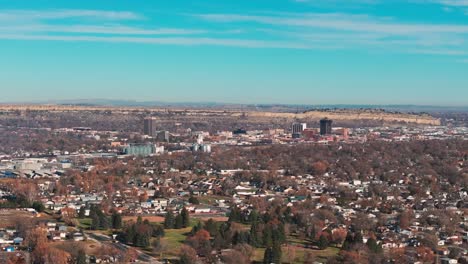 Drone-flyover-view-of-downtown-billings,-montana-on-a-sunny-day