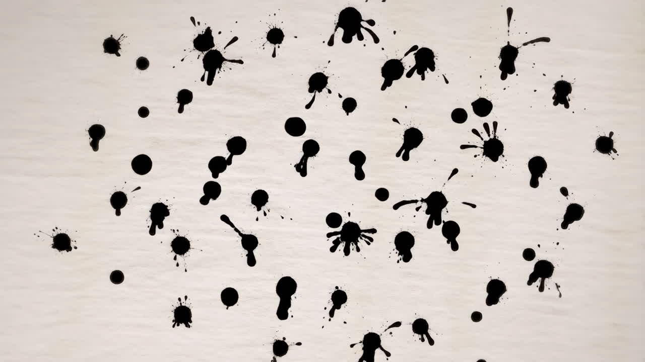Abstract Black Ink Splatters and Dots on Textured Background