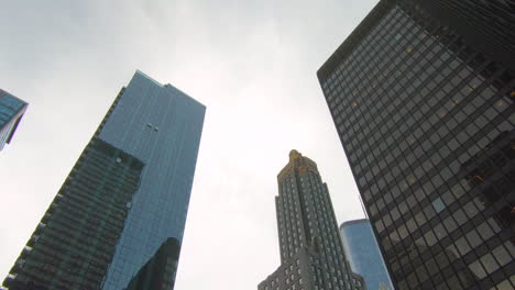 low angle view, smooth zoom in, skyscrapers, high buildings, chicago illinois, united states, usa