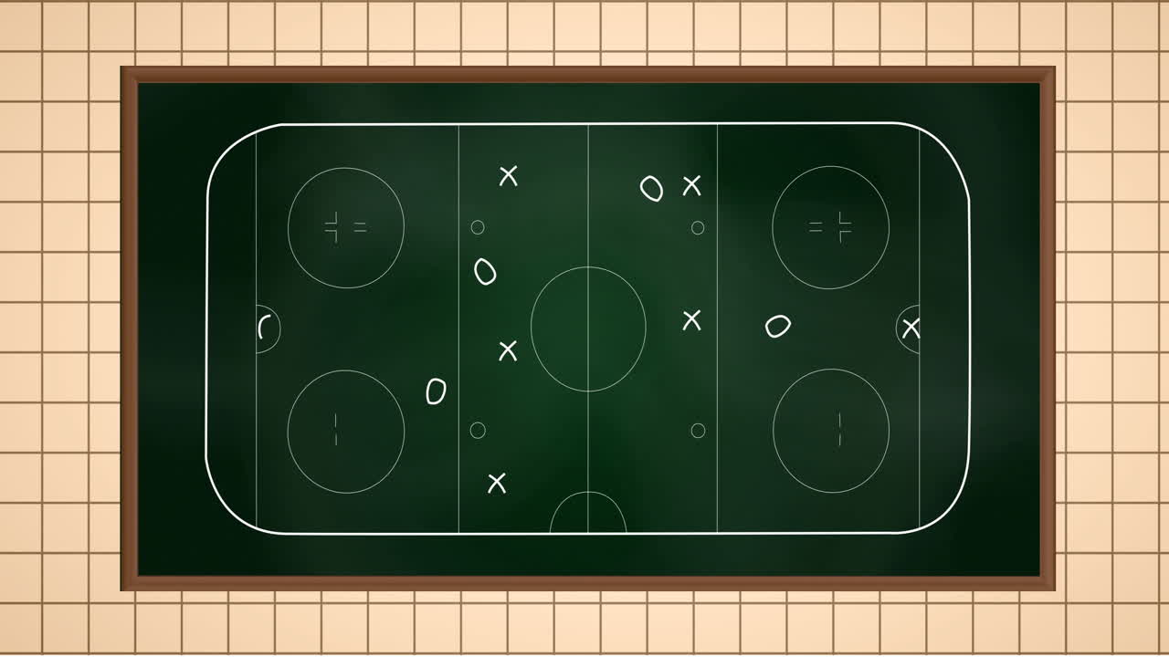 Animation of sports game strategy on squared paper background