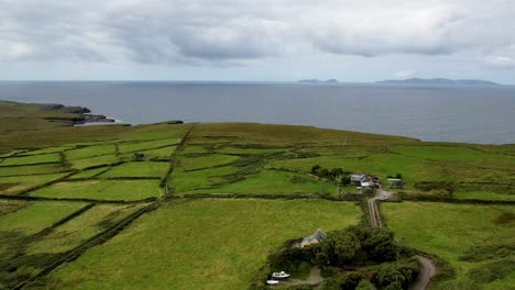 a 4k sliding and pull back shot from valencia island looking west towards the blasket islands and dingle peninsula