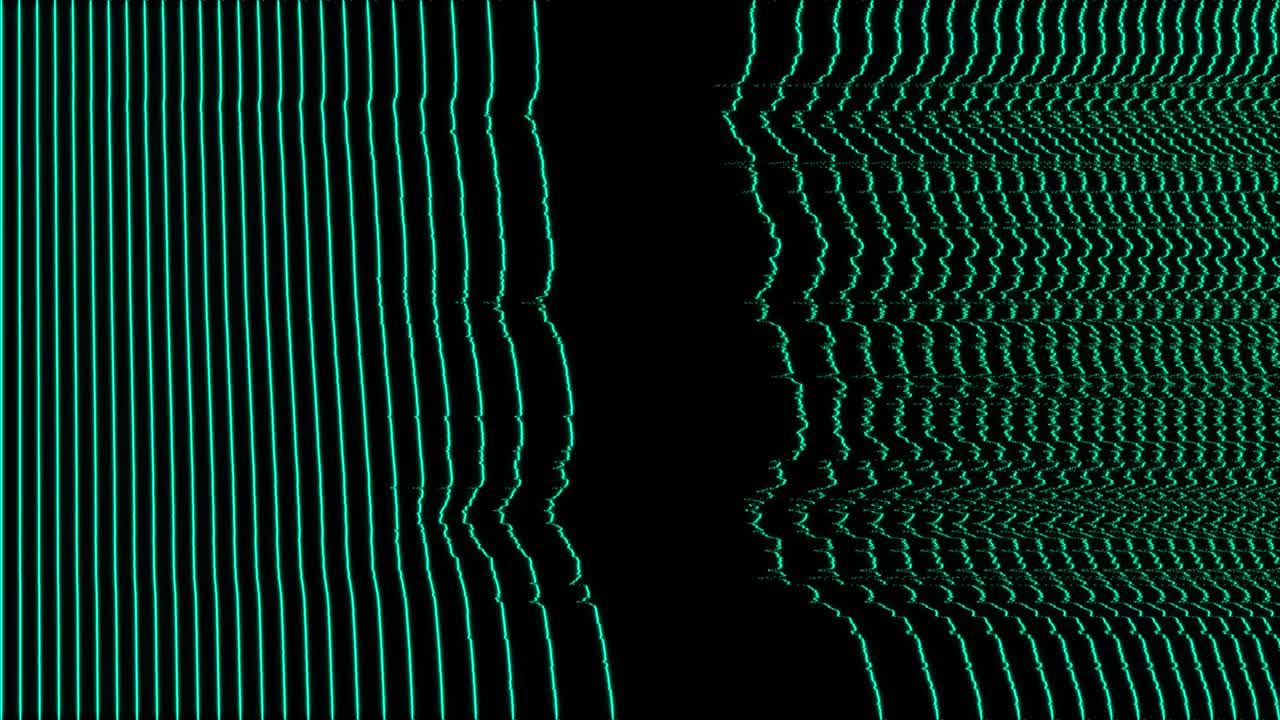 A Luminous Teal-Green Wave Animation of Data Modulation Set Against a Black Background