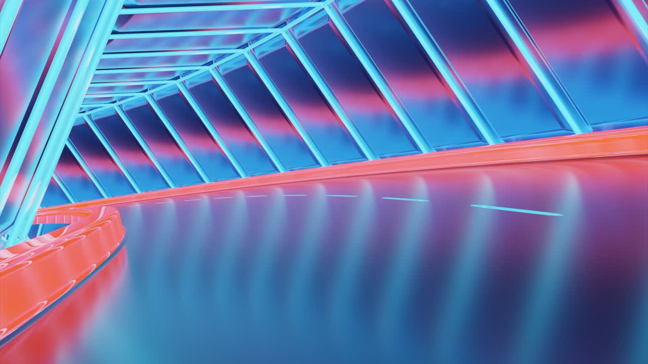 futurystyczny tunel neonowy z świecącymi światłami