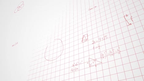 Animación-De-Ecuaciones-Matemáticas,-Diagramas-Y-Fórmulas-Sobre-Fondo-Blanco-Cuadrado.