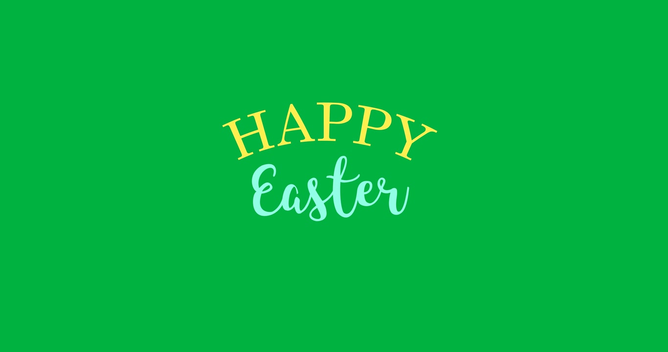Digital animation of happy easter text banner against transparent background