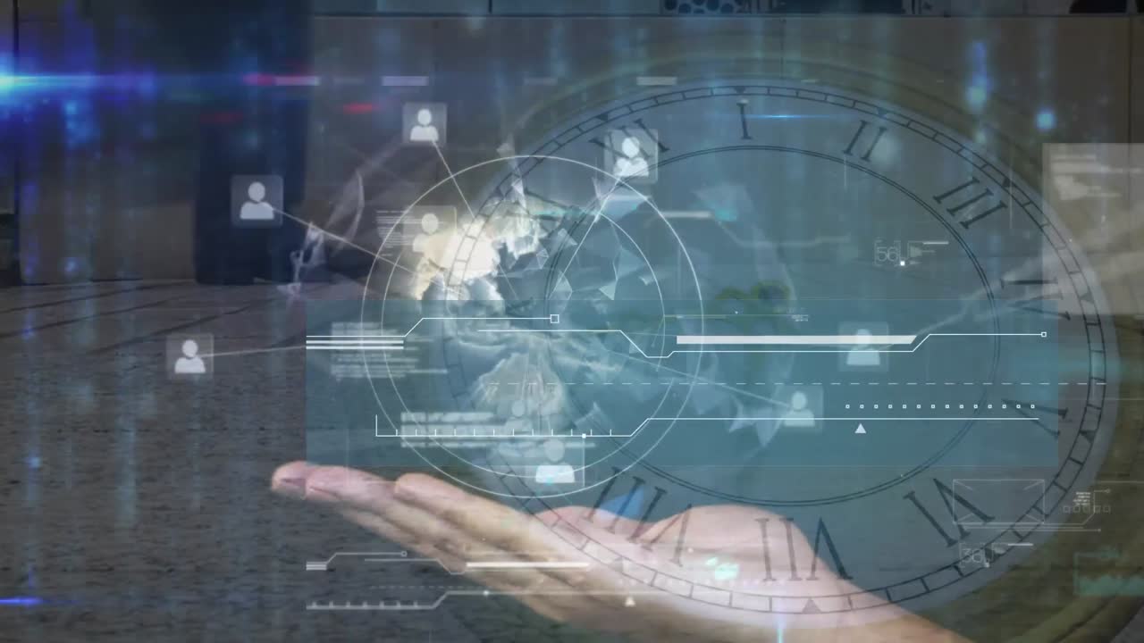 animación del procesamiento de datos en tiempo real y red global de conexiones en tiempo real