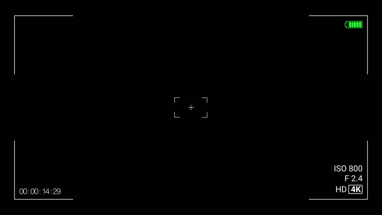 Camera Recording Screen Overlay with REC and 4K Display
