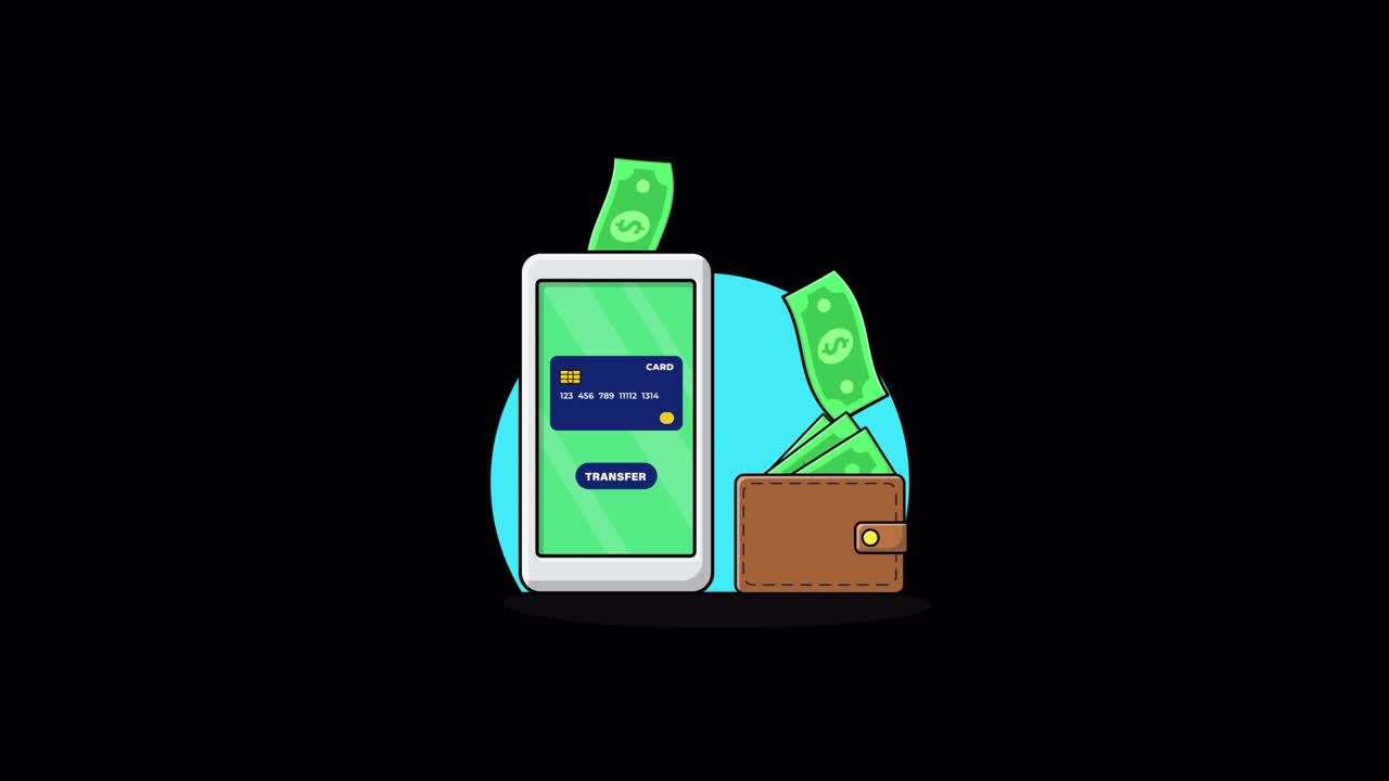 Digital Money Transfer from Smartphone to Wallet Animation
