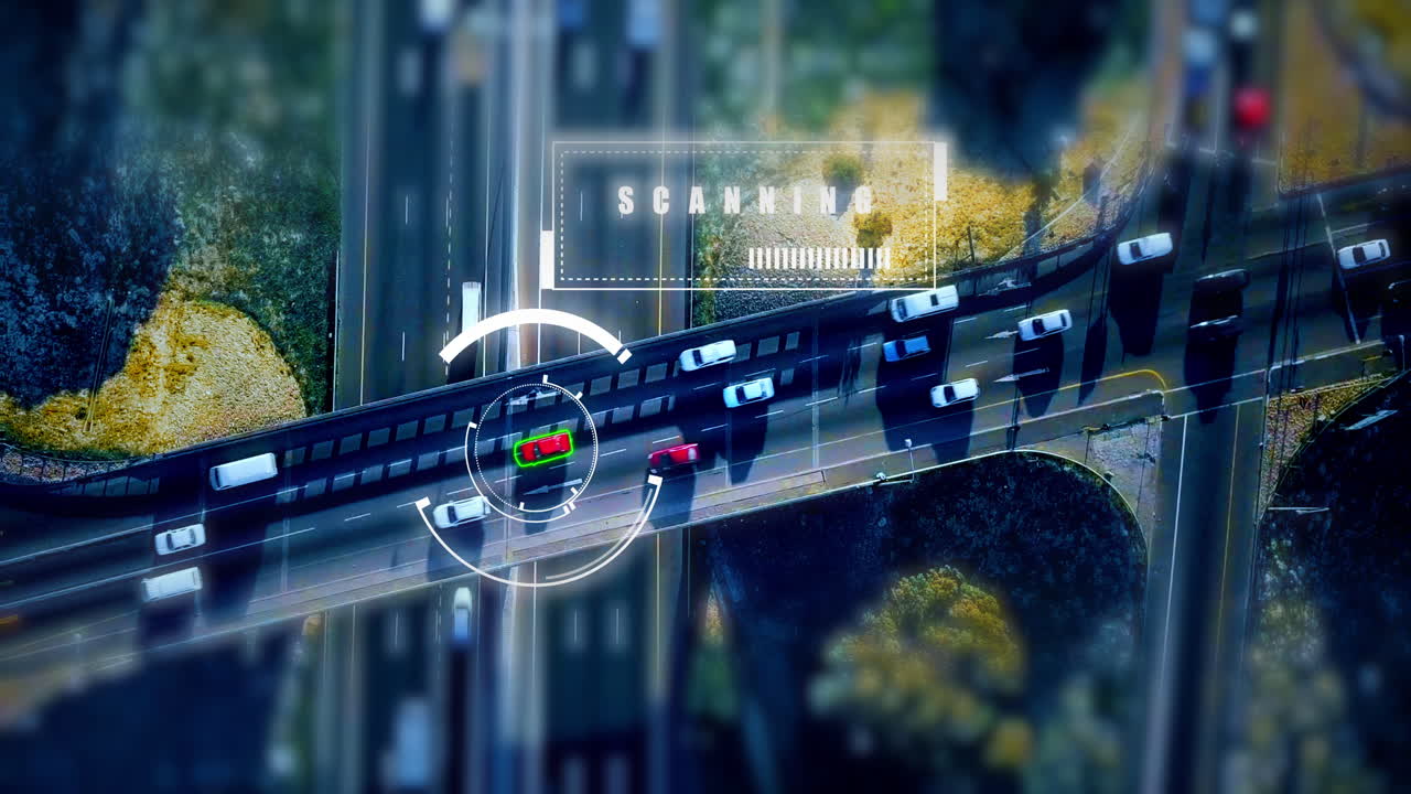 고속도로에서 자동차와 함께 hud, 감시 및 안전