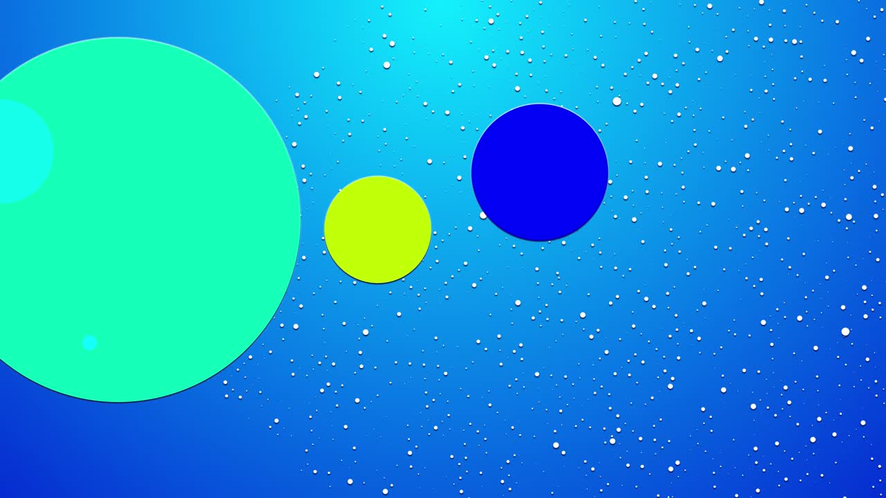 simple abstract 4k looped flat style background with circles that change their size, overlap each other, where they change colors, as if made of translucent material. Luma matte as alpha channel