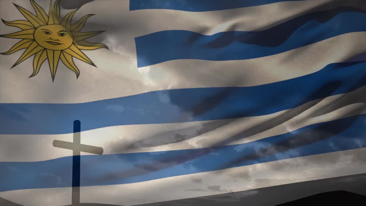 우루과이 의 기독교 십자가 와  ⁇ 발 의 애니메이션