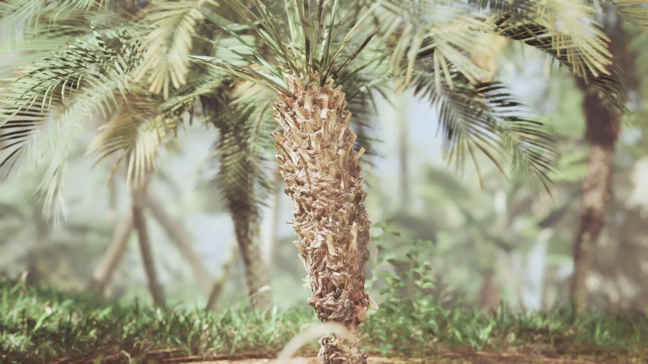 Palm Tree Trunk Detail in Tropical Garden