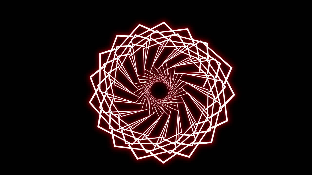 Lines Forming in Darkness Reaching Out and Folding in on Itself Creating Circle in Center with Abstract Star Shape. Intricate Web of Shapes. Animated Motion Graphics