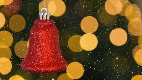 falling snow and christmas bell decoration