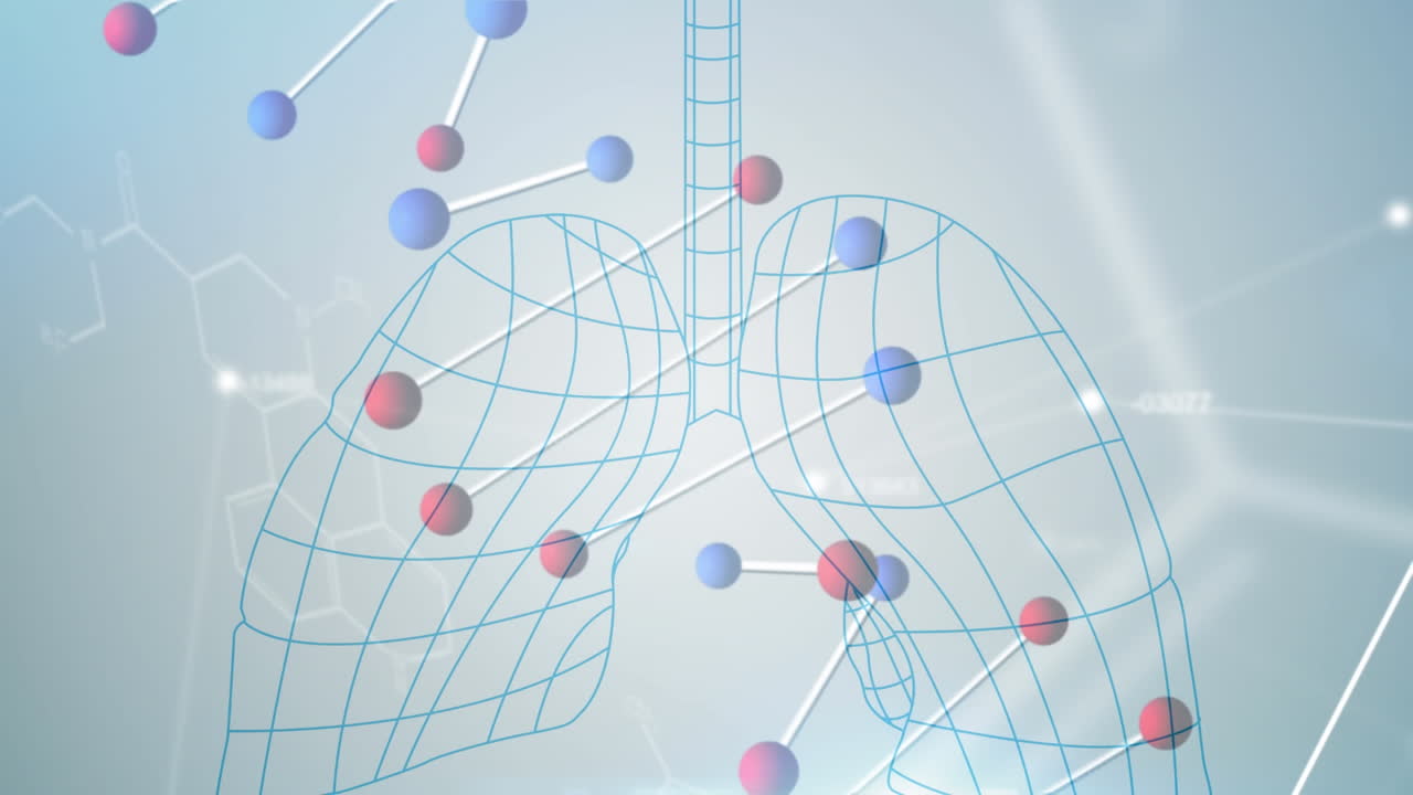 디지털 폐 위에 있는 dna 가닥의 애니메이션
