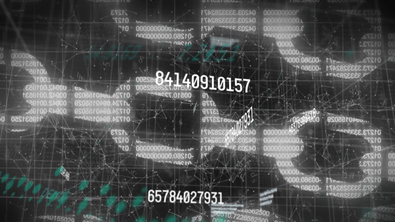 Animated clouds and headsets depict global finance data processing technology