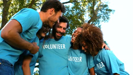 group of volunteer having fun