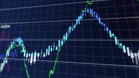 Animation-Von-Weißen,-Roten,-Blauen-Und-Grünen-Graphen-Zur-Datenverarbeitung-Auf-Schwarzem-Hintergrund