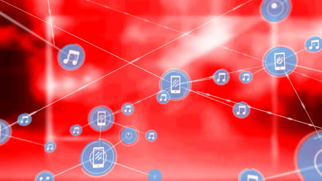 animación de la red de conexiones sobre fondo rojo