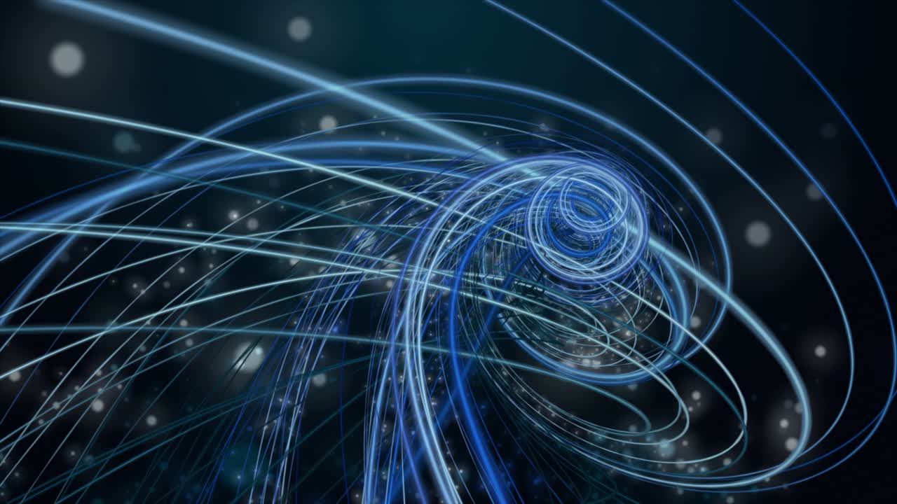 Futuristic animation with particle stripe object in slow motion, 4096x2304 loop 4K