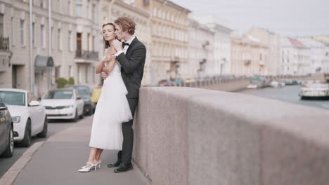 romantic couple on a bridge