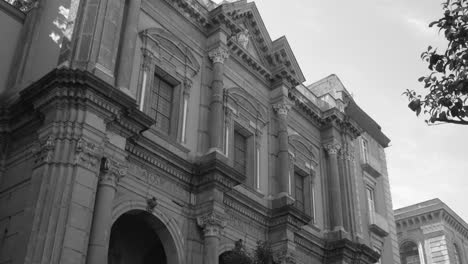 tilt shot in low angle of architecture in the city of naples in italy