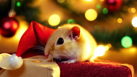 cute hamster celebrating christmas