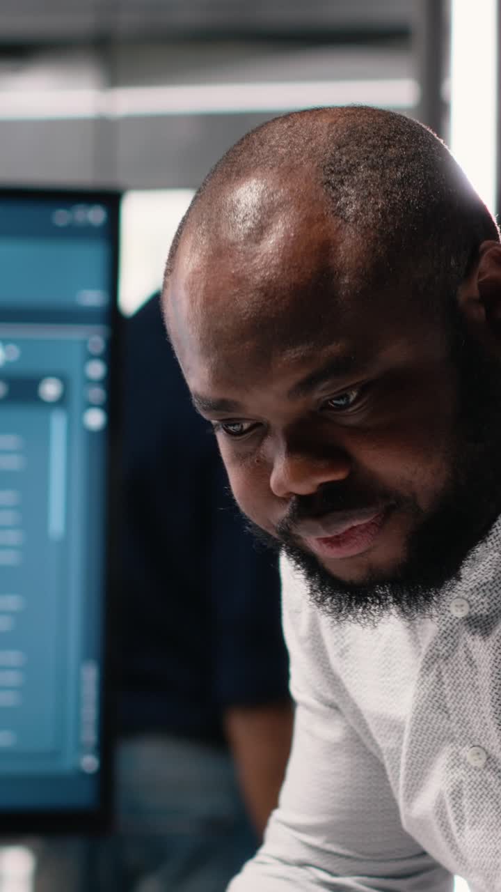 Vertical Video Black real estate developer does city planning with architectural sketch