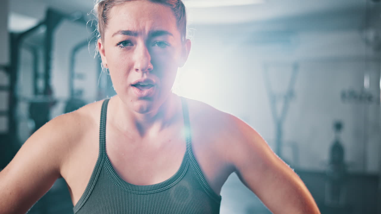 체육관 에서 운동 하는 여자