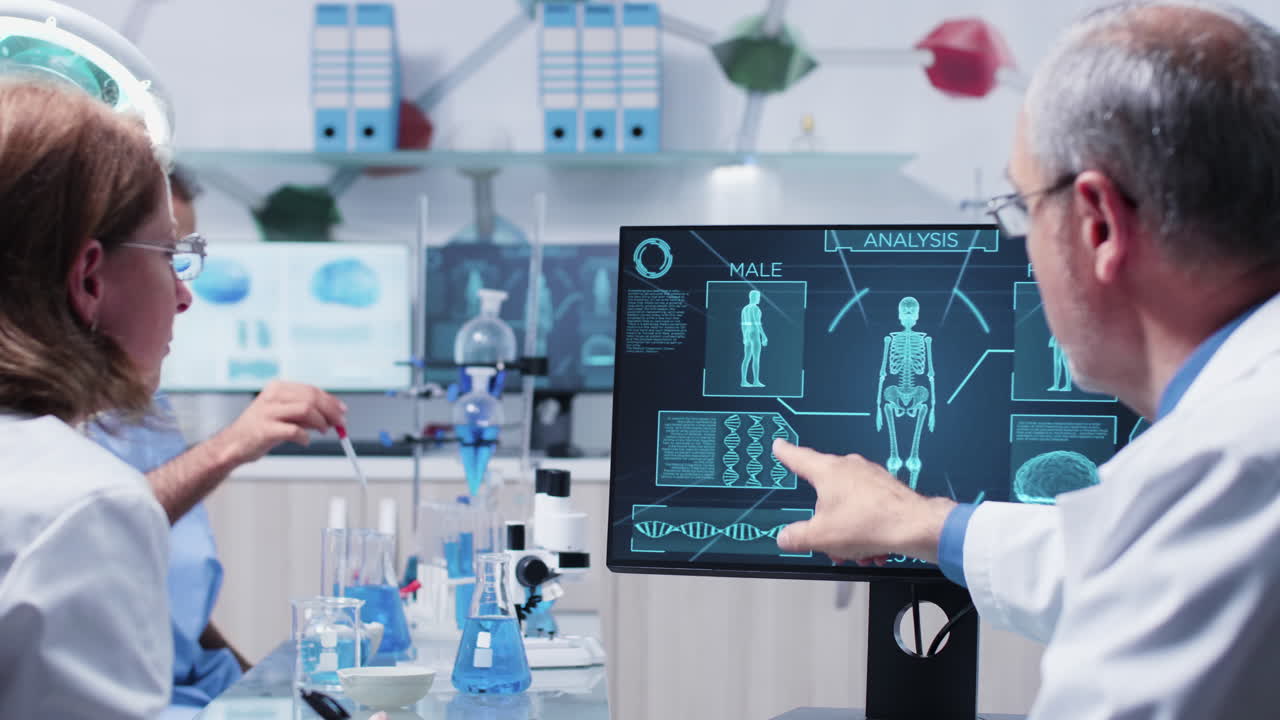 Scientists conducting medical research in a laboratory