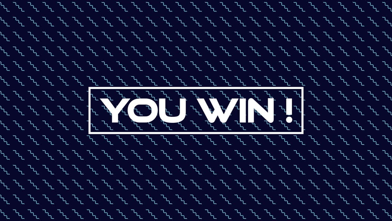 Animation of you win text over multiple zigzag