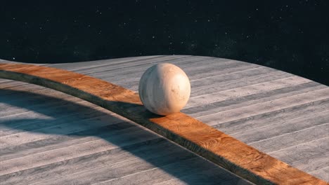 wooden plank with a ball