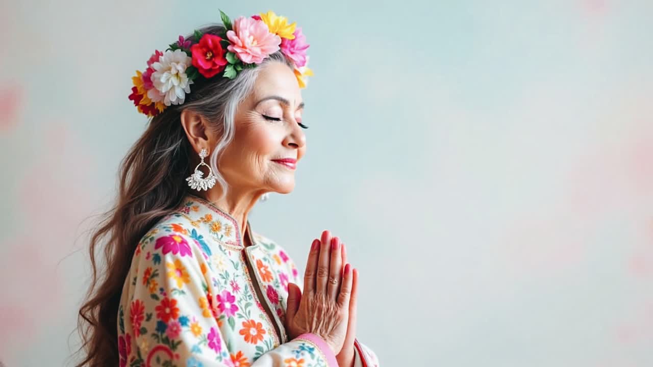 Elegant Senior Woman with Floral Crown