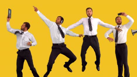 series of jumping businessman in slow motion