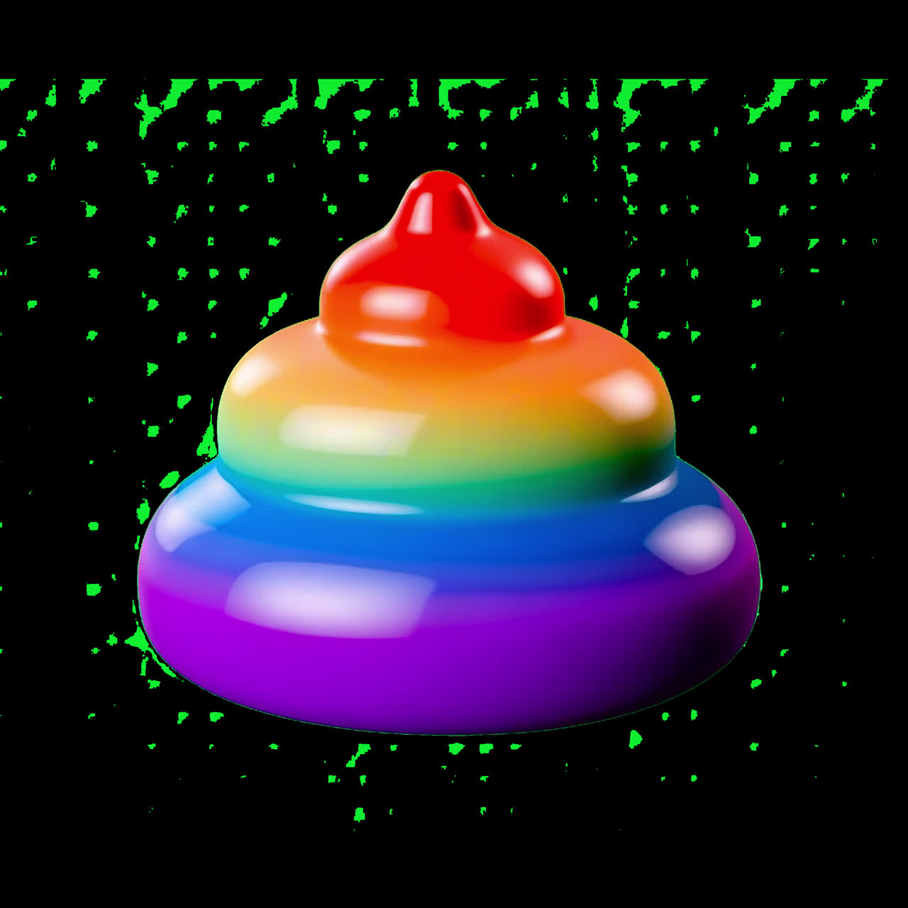 Risorsa animata isolata di emoji colorata di cacca arcobaleno, video 4K trasparente, canale alfa, ProRes