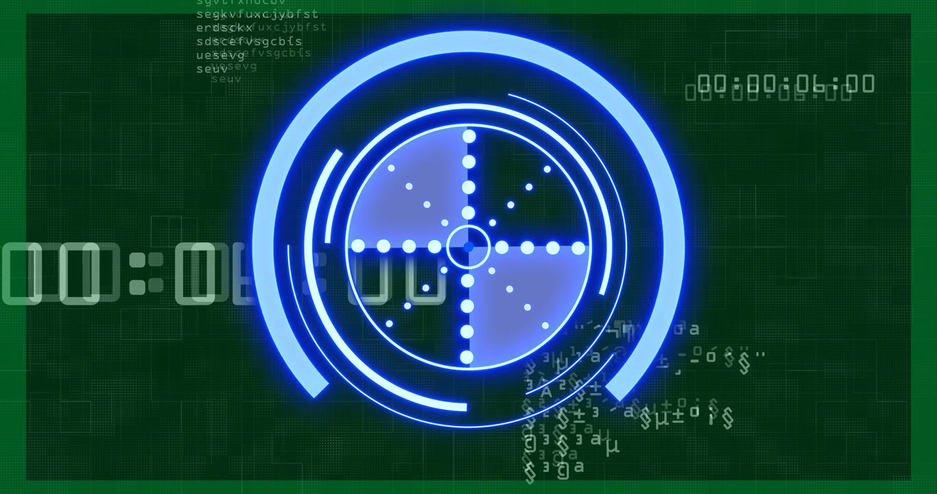Animation of scope scanning and data processing on transparent background